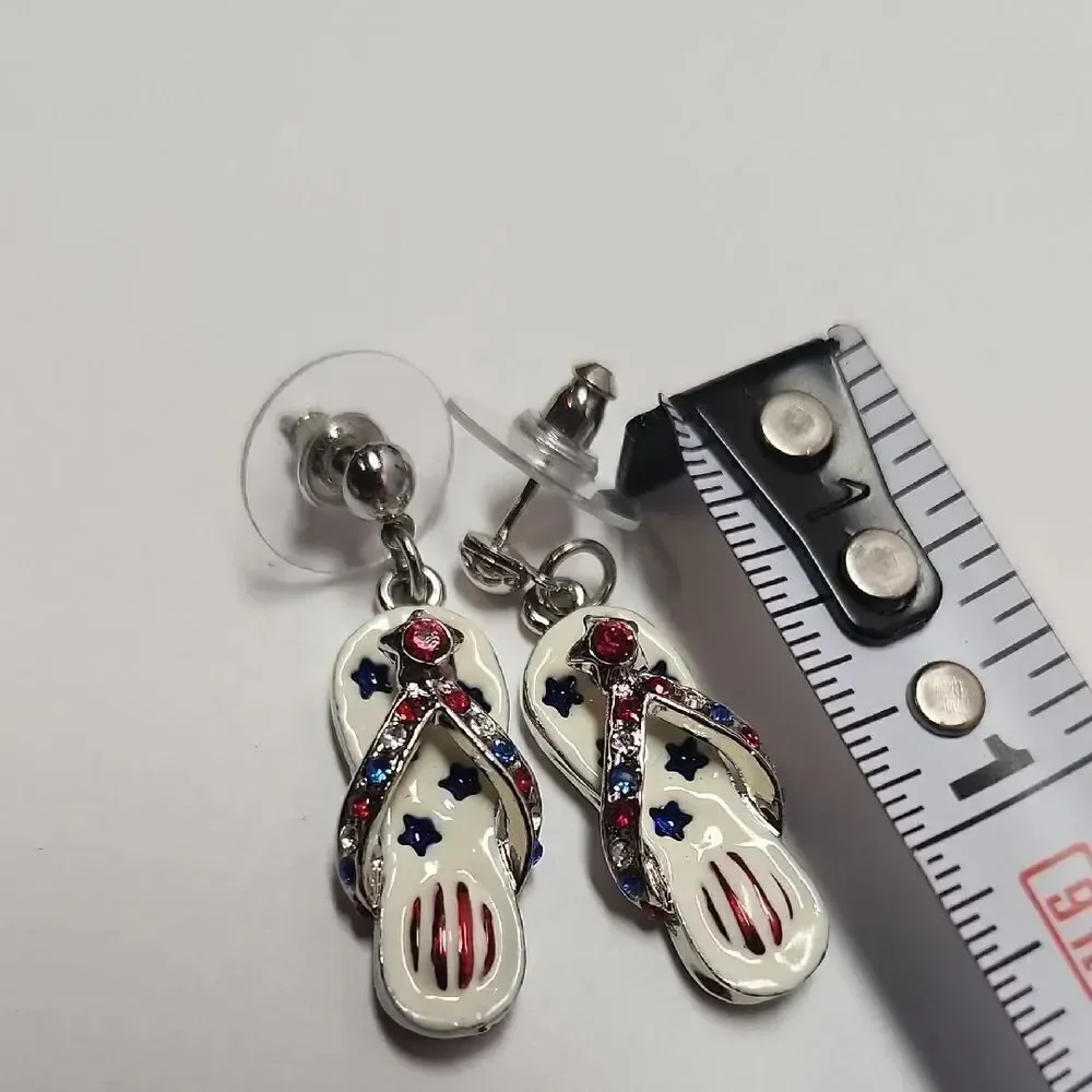 Red White and Blue Flip Flop Earrings